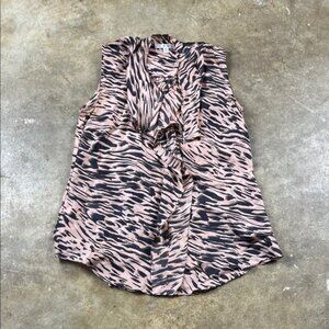 CAbi Pink and Black Print BlouseSize: Medium